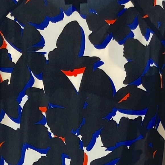 Worthington SZ L Black & White print cap sleeve button front top - Picture 5 of 7